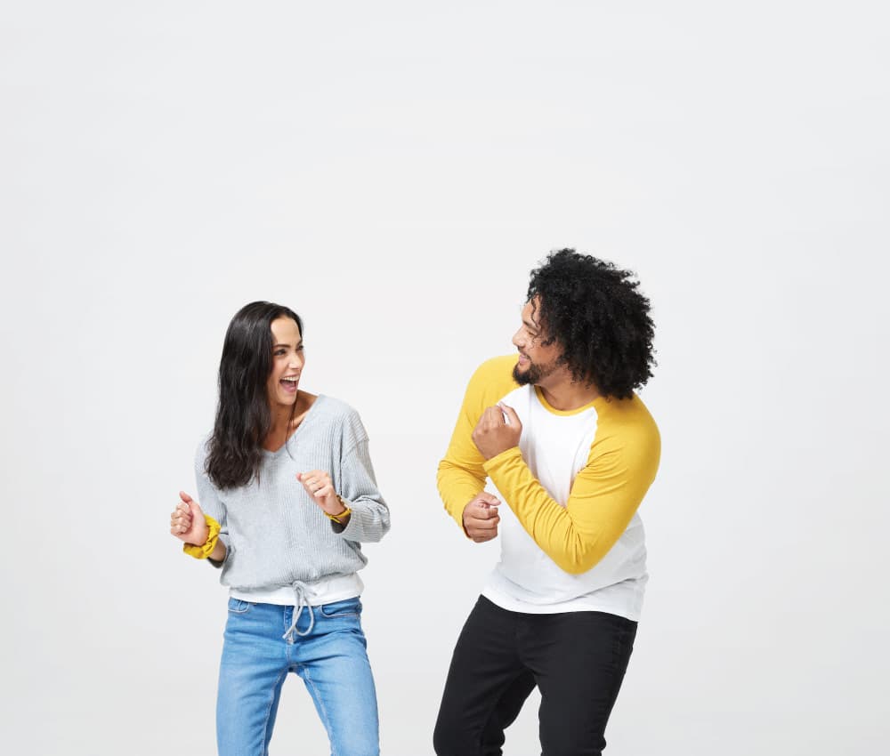 Man and woman ecstatic