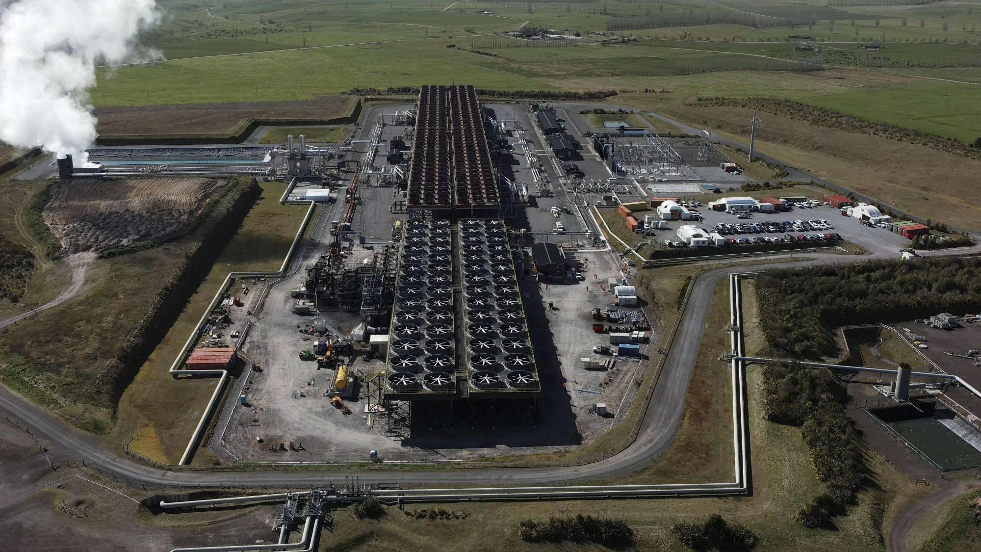 Aerial photo of Ngā Tamariki Geothermal station - 5th generation unit 80% built Sept 2025
